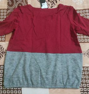Maroon And Grey Top