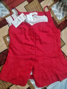 Zara Red Linen top