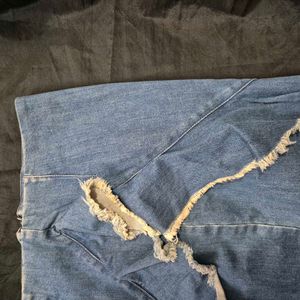 Unique Denim Skirt with Raw Hem y2k