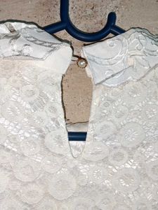 Partywear Lace Top Blouse Layered White