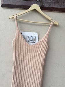 Ribbed Knit Spaghetti Strap Dress