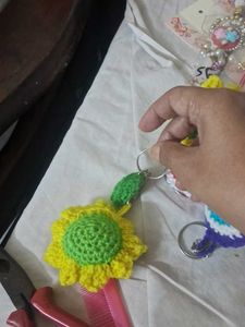 Crocheted Sunflower Keychain