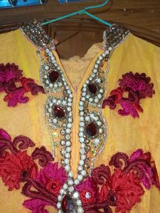 Stunning Yellow &amp; Pink Gown Choli