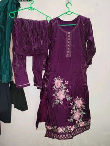 Purple Embroidered Kurta Set
