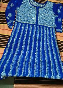 combo of Embellished Royal Blue and Red kurti with