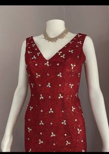 Red Sequined  Gown