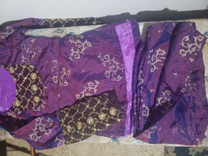 Stunning Purple Kurta Set with Gold Embellishments