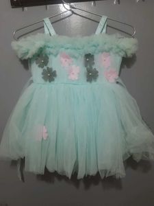 Cute Mint Tulle Flower Dress