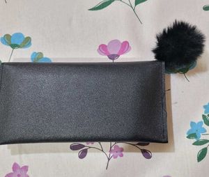 Black Wallet with Studs &amp; Pom