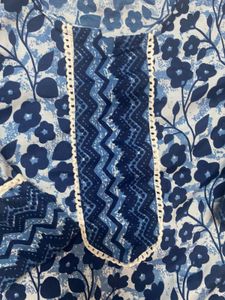 Girls Blue Floral Kurta Set (9-11) clearing