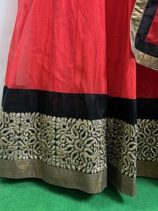 Elegant Red &amp; Black Ethnic Gown