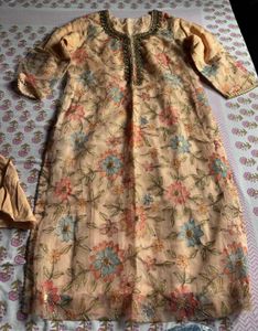 Peach Floral Kurta Set