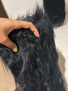 custom made Black Faux Fur Knee-High Boots