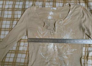 Women's Beige Floral Print Top