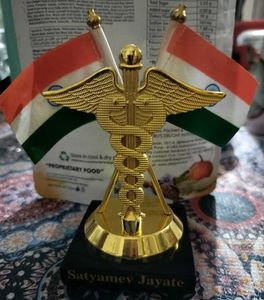 Medical Caduceus symbol with Desk Flag