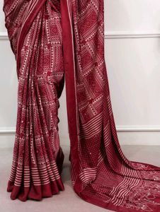 Maroon Satin silk saree