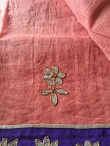 Beautiful Peach Saree with Embellished Border