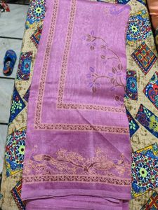 Elegant Purple Saree with Peacock Design