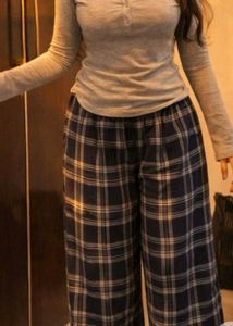 Checkered palazzo pajama pants women
