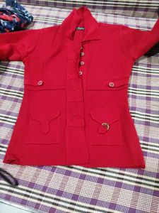 Red Button-Down Jacket
