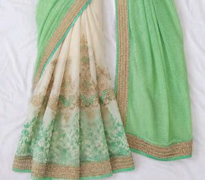 Elegant Pastel Saree with Intricate Embroidery
