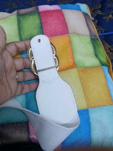 Stylish White Elastic Waist Belt with GG Buckle