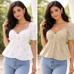 Stylish Puff Sleeve Peplum Top