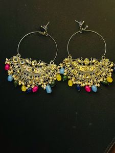 Meenakari work Chandbali earrings