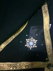 Black Duppatta With Golden Border