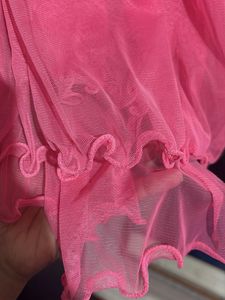 Neon pink fish net duppatta