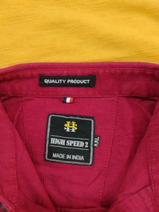 Men's Magenta Button-Up Shirt