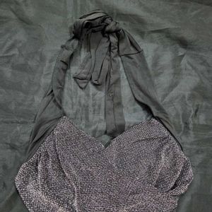 halter neck y2k party top shimmer /pinterest