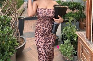 Leopard Print Strapless Midi Dress