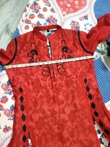 Red Embroidered Anarkali Kurta