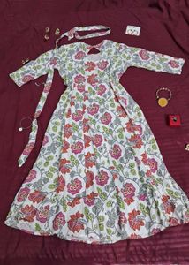 🪷Vintage Tie-up Anarkali Dress🪷