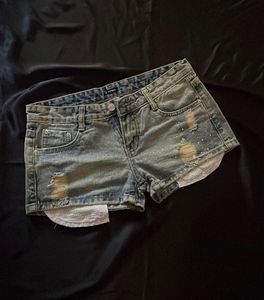 Sparkly Distressed Denim Shorts