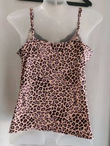 Leopard Print Cami Top with Lace Trim