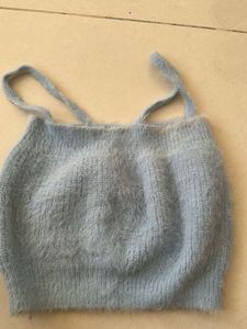 Cozy Fuzzy Light Blue Crop Top