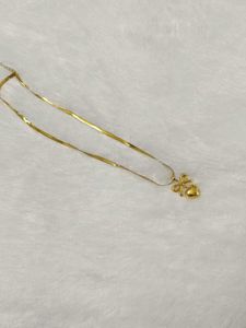 Gold Heart & Bow Necklace