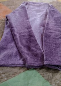 Purple Embroidered Velvet Cardigan