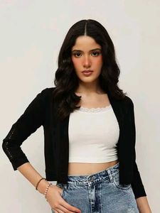 Black Open Front Cardigan