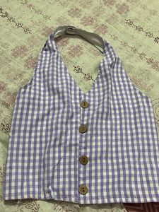 Cute Gingham Halter Top