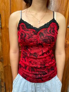 Red Rose Floral Cami Top