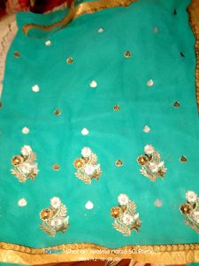 New Georgett Saree With Bottom Work