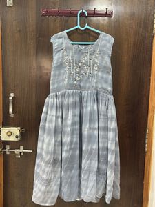 Embroidered Tie-Dye Midi Dress