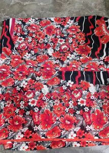 Stunning Black Red Floral Saree