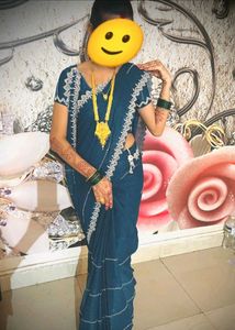 Stunning saree with blouse hand work stone silver