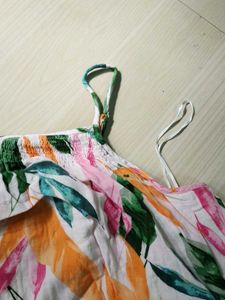 Tropical Leaf Print Maxi Dress for beach d