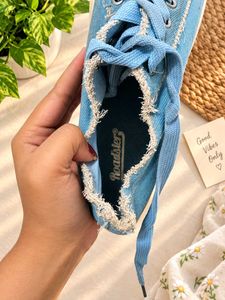 Cute Denim Frayed Patch work Sneakers✨👟