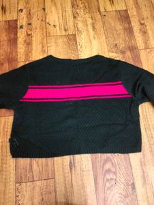 Black &amp; Pink Striped Winter Top❄️